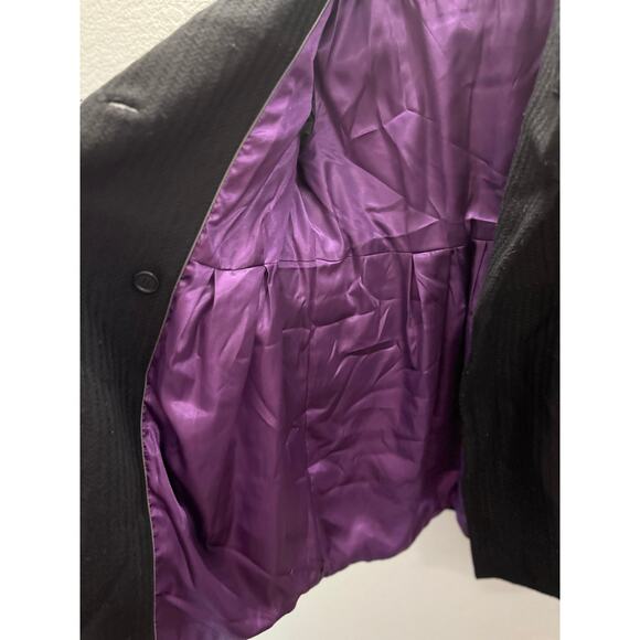 Steve Madden M Black Ruffle Mockneck Collar Wool Blend Coat Whimsigoth Romantic - Picture 7 of 8